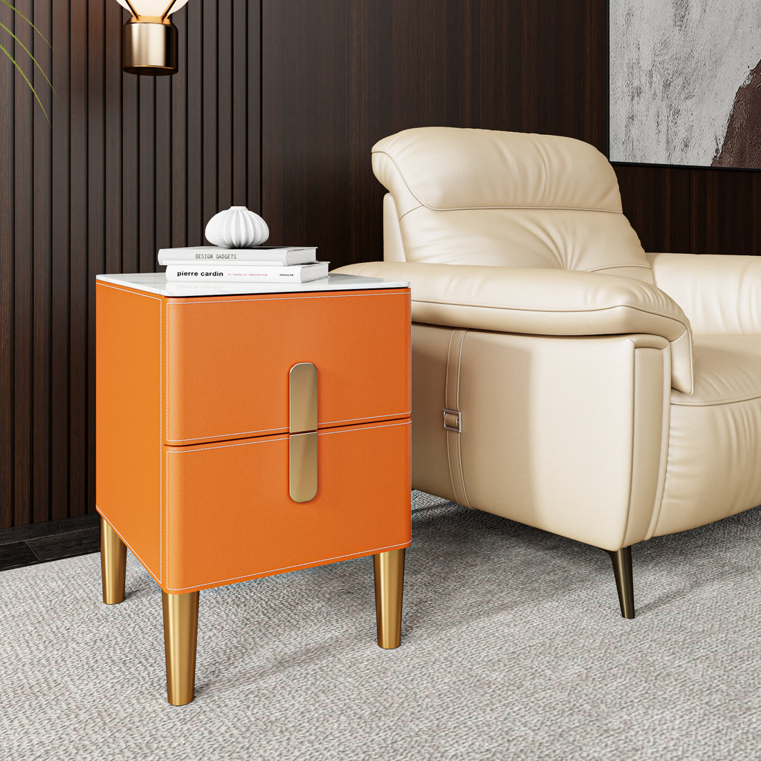 Bedroom Saddle Leather Side Table