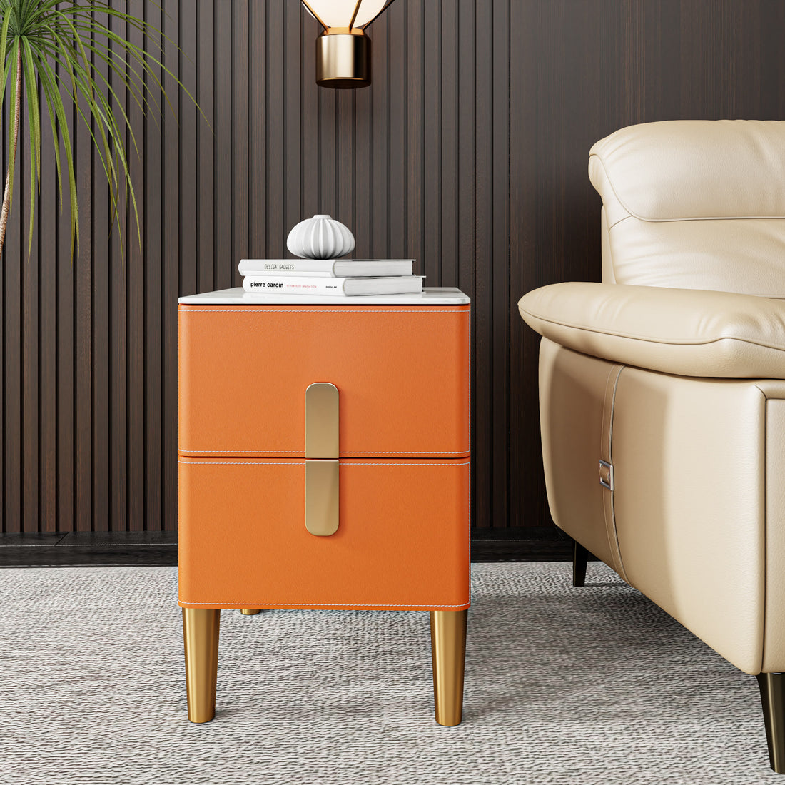 Bedroom Saddle Leather Side Table