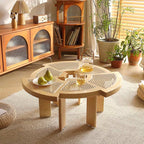 Special-shaped Rattan Round Coffee Table - Natural Wood - image 0