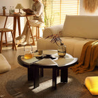 Special-shaped Rattan Round Coffee Table - Black - image 1