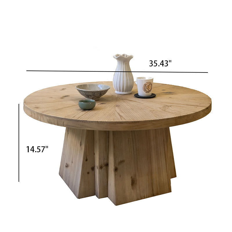 Mid-Century Classic Solid Wood Round Coffee Table - image 8