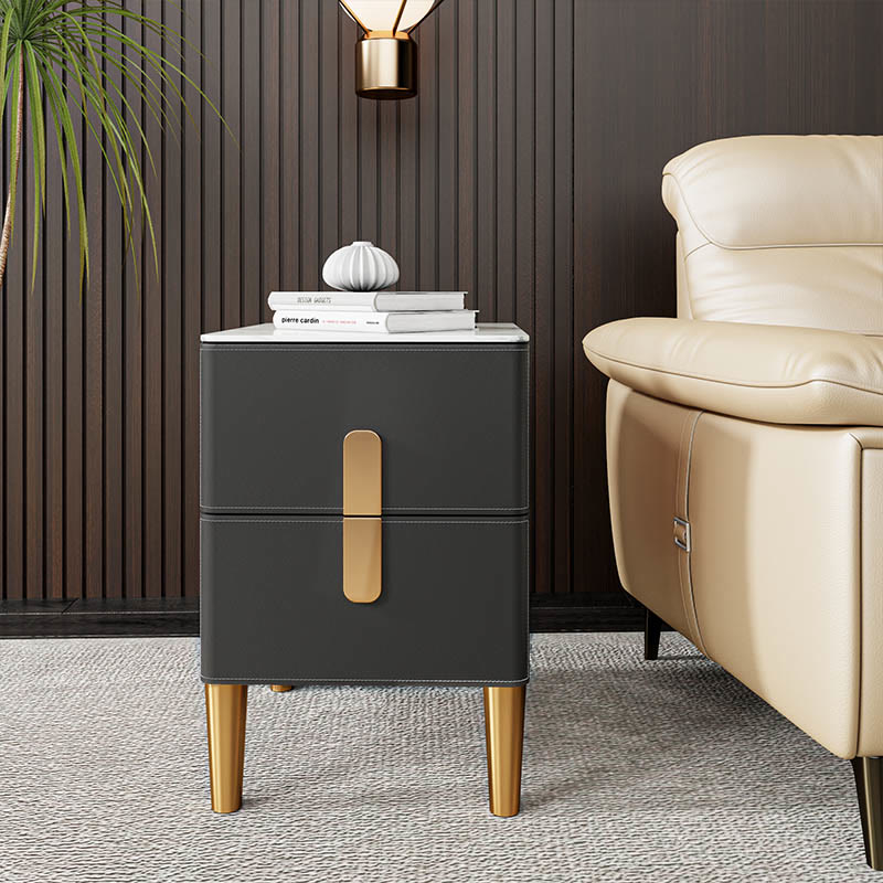 Saddle Leather Side Table Bathroom Bedroom