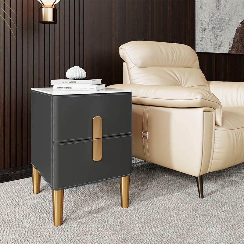 Saddle Leather Side Table Bathroom Bedroom