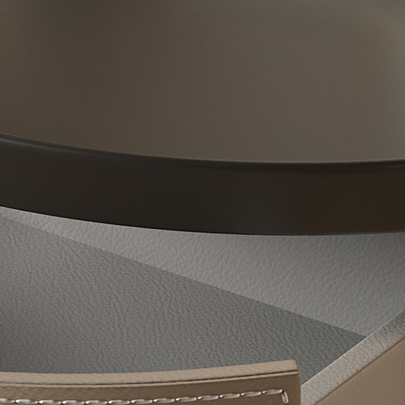 Saddle Leather Round Bedroom Bedside Table - image 6
