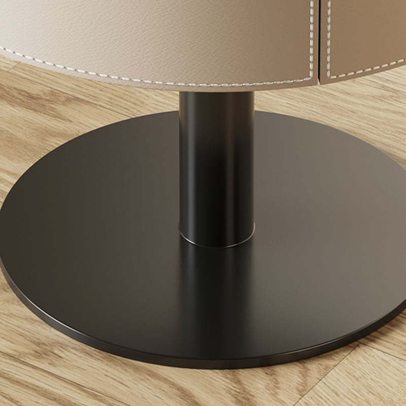 Saddle Leather Round Bedroom Bedside Table