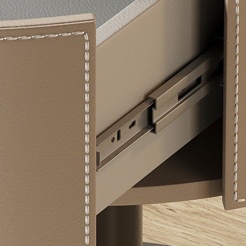 Saddle Leather Round Bedroom Bedside Table - image 7
