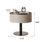 Saddle Leather Round Bedroom Bedside Table - image 9