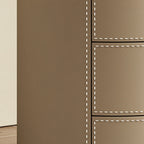 Saddle Leather Round Three-drawer Bedside Table - image 4