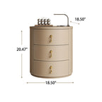 Saddle Leather Round Three-drawer Bedside Table - image 6