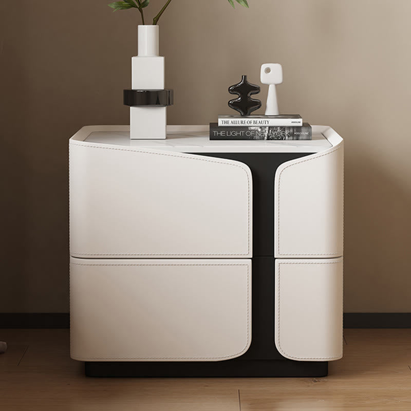 Saddle Leather Rectangle Bedroom Storage Cabinet - image 5