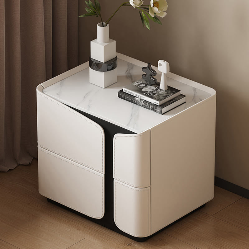 Saddle Leather Rectangle Bedroom Storage Cabinet - image 6
