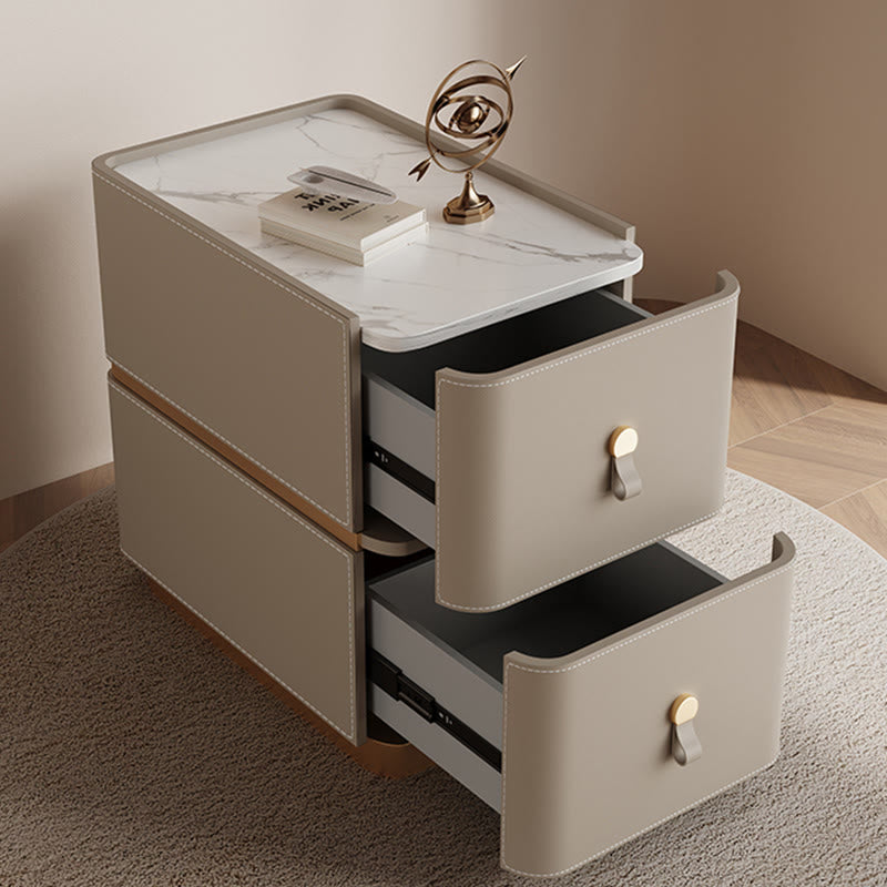 Saddle Leather Modern Narrow Bedside Cabinet - image 6