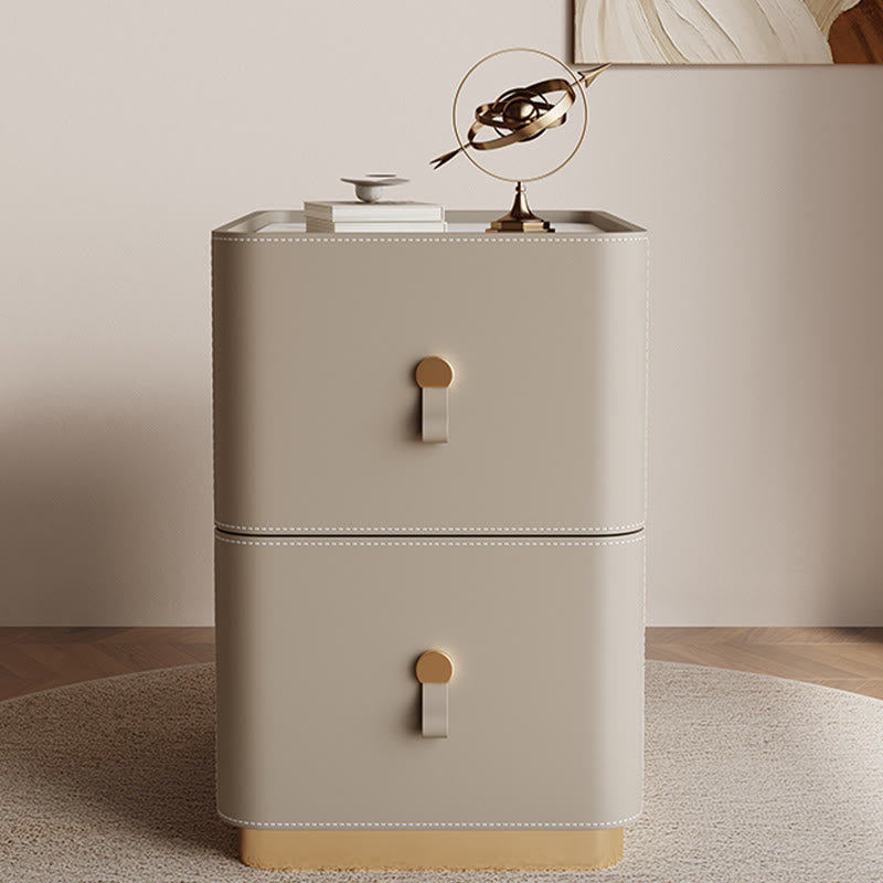 Saddle Leather Modern Narrow Bedside Cabinet - image 5