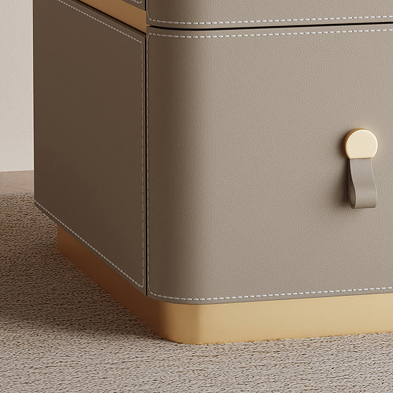 Saddle Leather Modern Narrow Bedside Cabinet