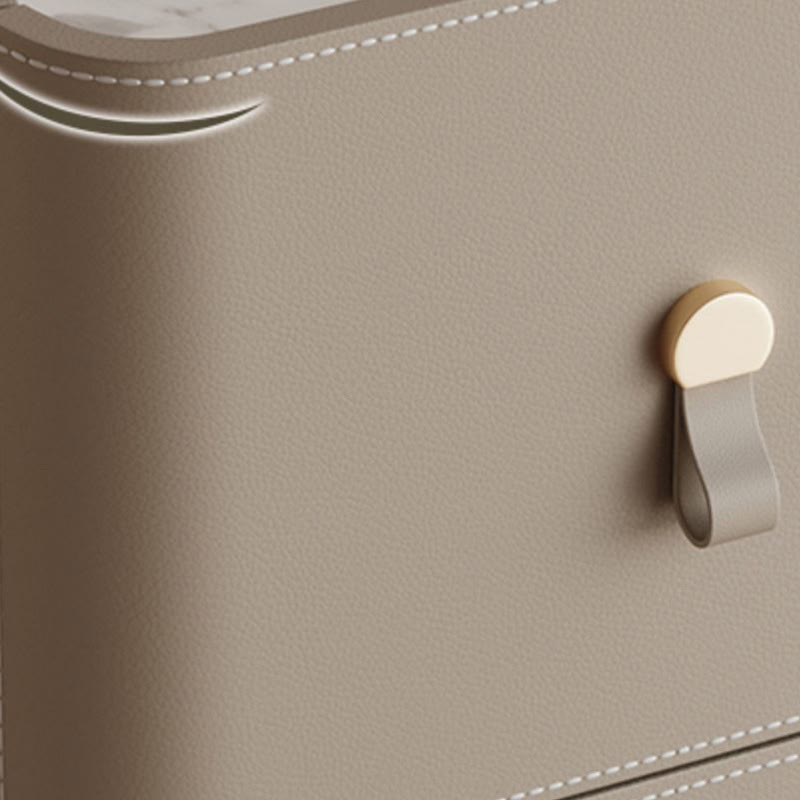 Saddle Leather Modern Narrow Bedside Cabinet - image 8
