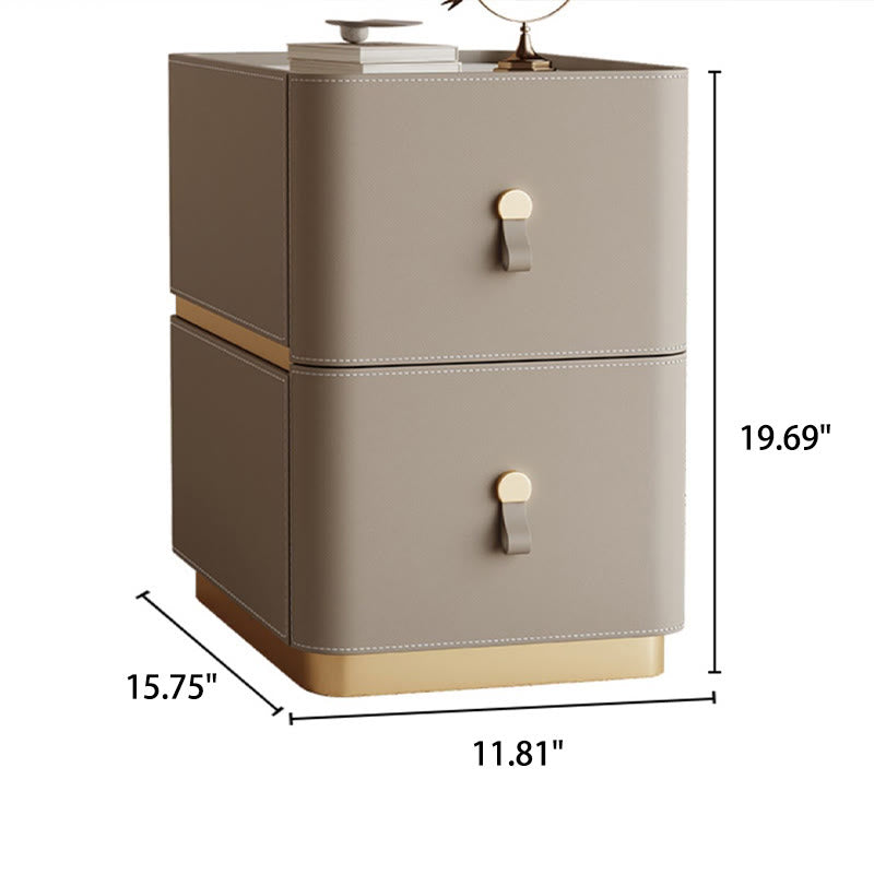 Saddle Leather Modern Narrow Bedside Cabinet - image 9