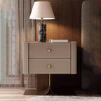 Saddle Leather Nightstand Simple Storage Cabinet  - 2x Khaki - image 0