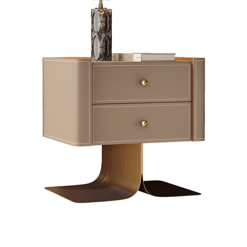 Saddle Leather Nightstand Simple Storage Cabinet