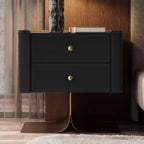 Saddle Leather Nightstand Simple Storage Cabinet  - 2x Black - image 2