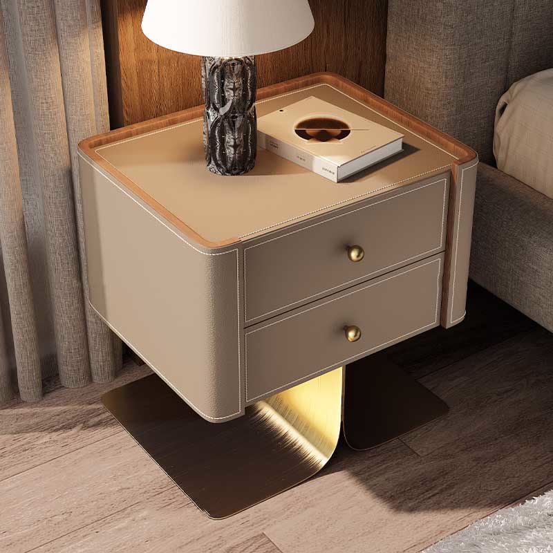 Saddle Leather Nightstand Simple Storage Cabinet