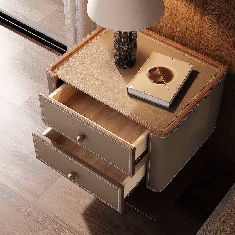 Saddle Leather Nightstand Simple Storage Cabinet