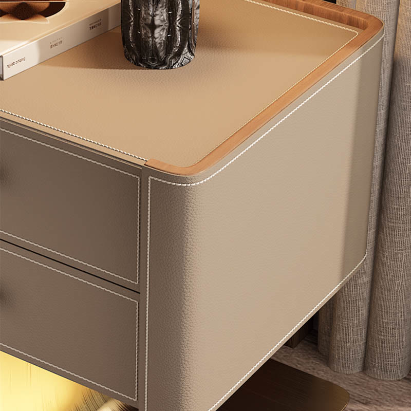 Saddle Leather Nightstand Simple Storage Cabinet