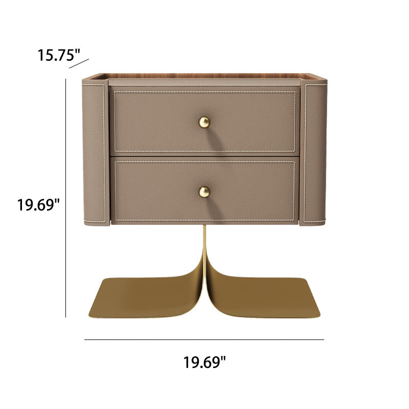 Saddle Leather Nightstand Simple Storage Cabinet