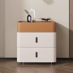 Premium Saddle Leather Rounded Edges Nightstand - 2x Beige C - image 3