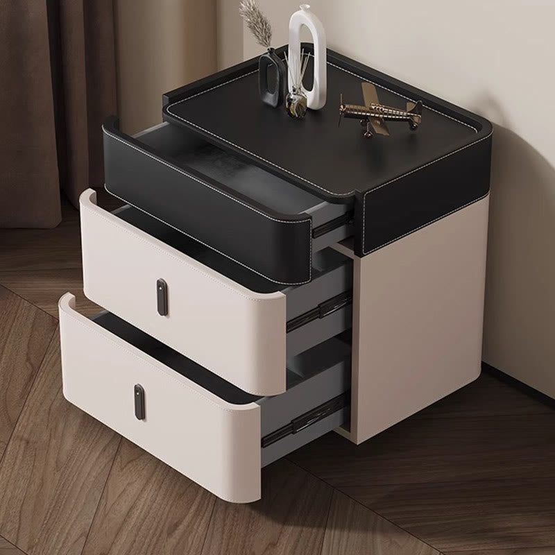 Premium Saddle Leather Rounded Edges Nightstand