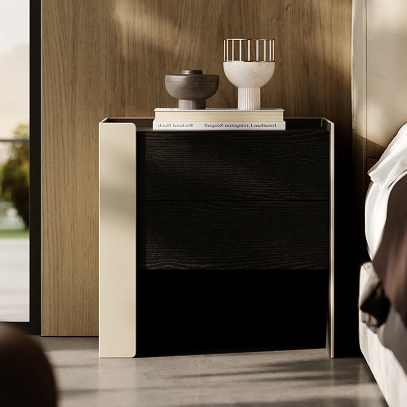Saddle Leather Double Door Bedside Table - image 2