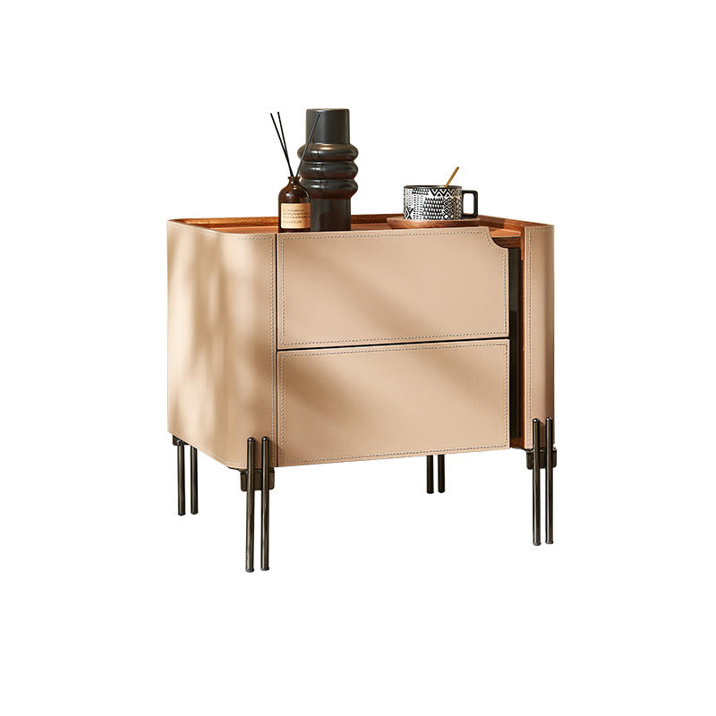 Saddle Leather Bedside Table Camel Nightstand - image 1