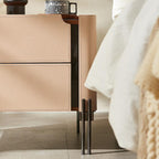Saddle Leather Bedside Table Camel Nightstand - image 5