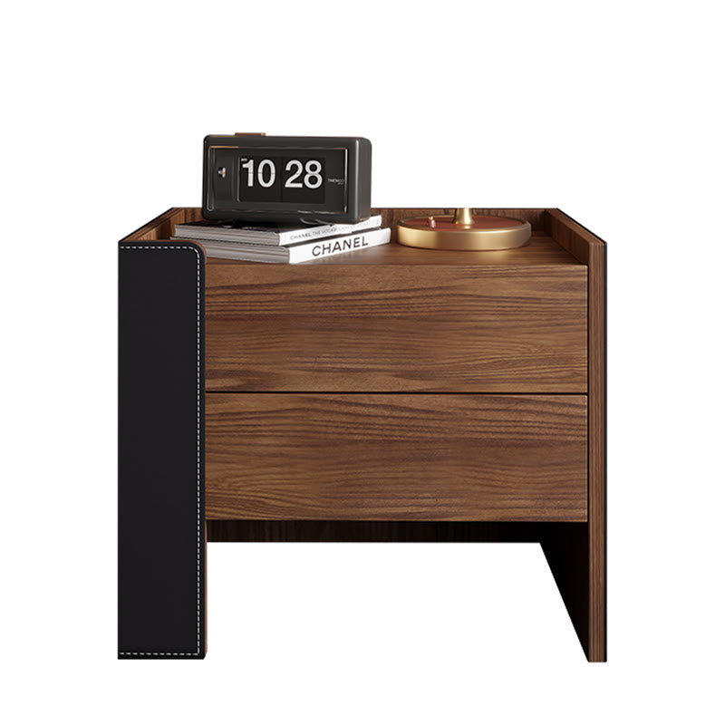 Saddle Leather Storage Cabinet Mid-century Nightstand