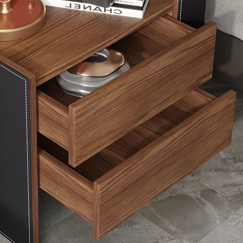 Saddle Leather Storage Cabinet Mid-century Nightstand - image 7