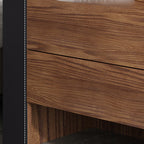 Saddle Leather Storage Cabinet Mid-century Nightstand - image 8