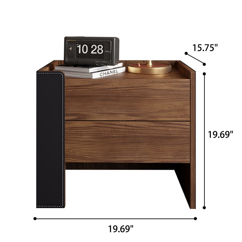 Saddle Leather Storage Cabinet Mid-century Nightstand