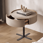 Cross Base Nightstand Saddle Leather Bedside Table - image 3