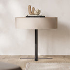 Cross Base Nightstand Saddle Leather Bedside Table - image 4