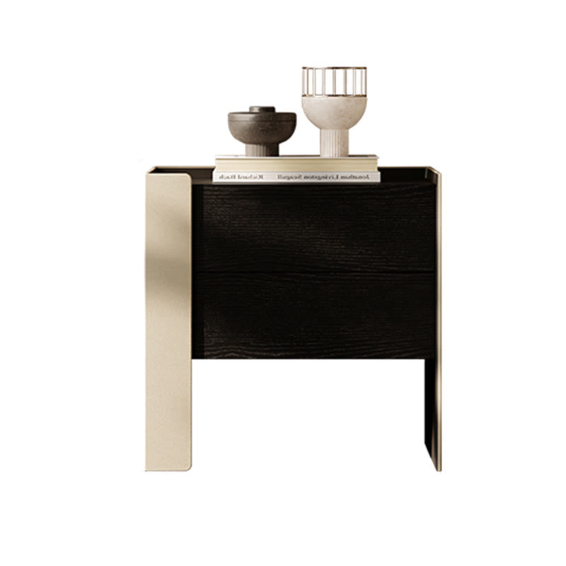 Saddle Leather Double Door Bedside Table