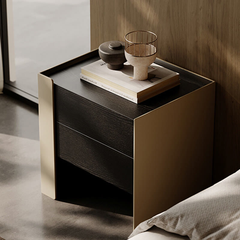 Saddle Leather Double Door Bedside Table