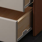 Khaki Saddle Leather Bedside Table With Two Drawers - image 6