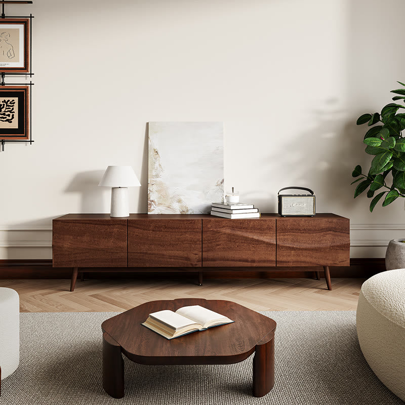 Wavy Solid Wood Walnut Tv Stand