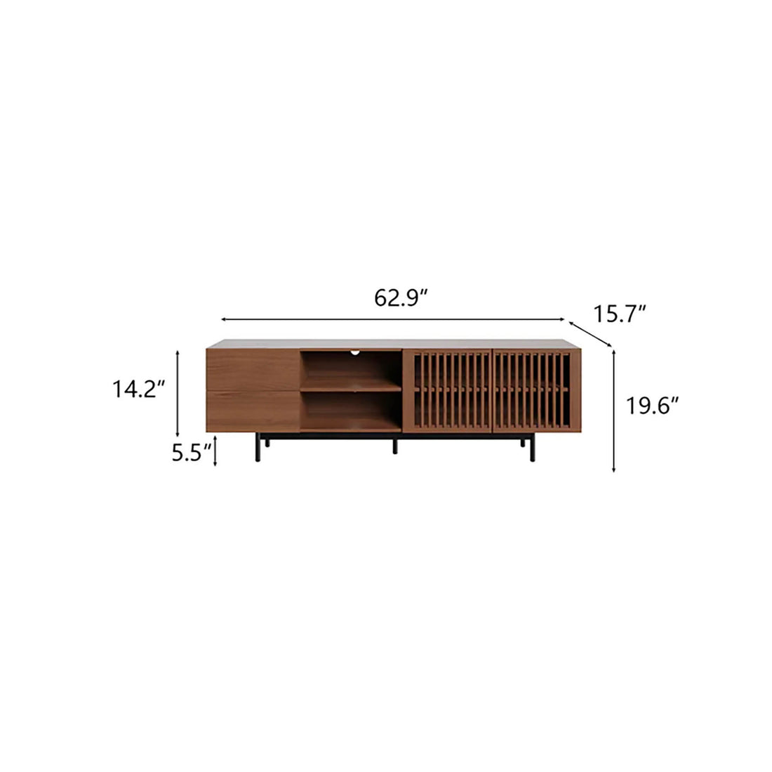 Durable Walnut Wooden TV Cabinet