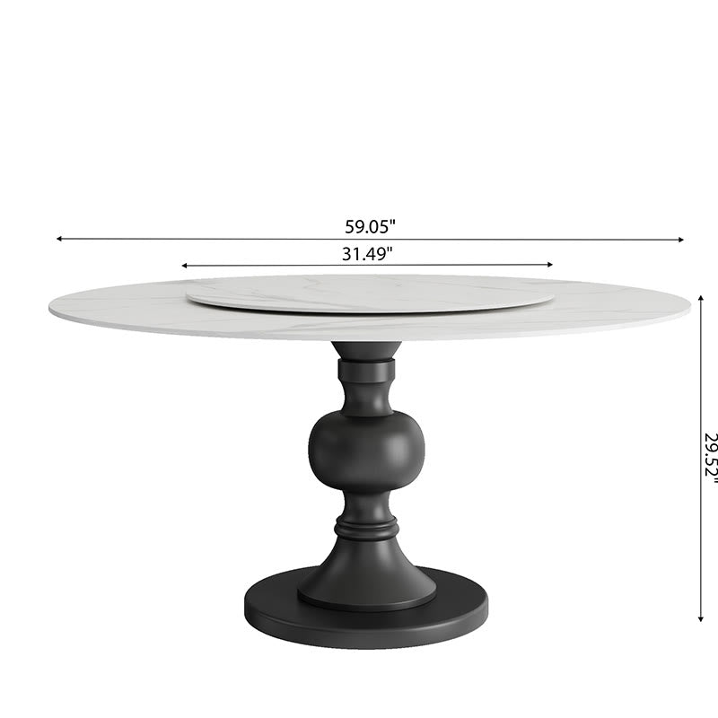 Mid-century Stone Round Dining Table