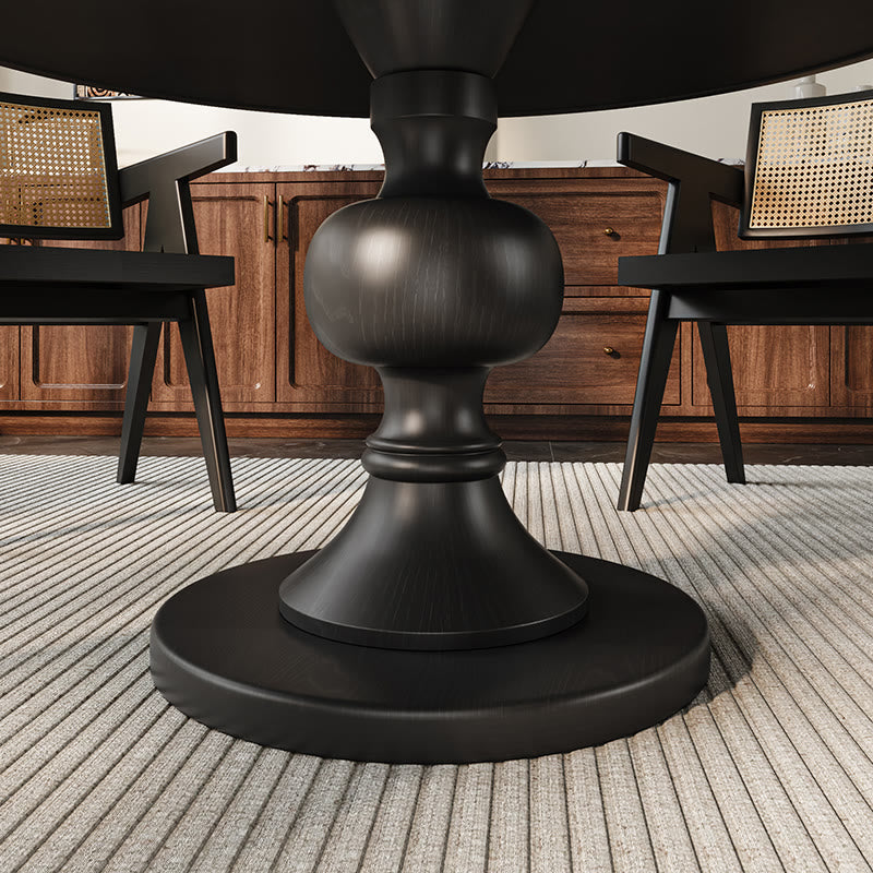 Stone Top Dining Table Black Pedestal