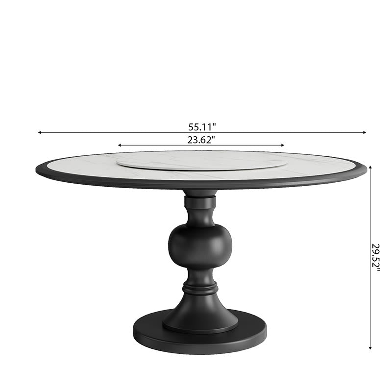 Stone Top Dining Table Black Pedestal