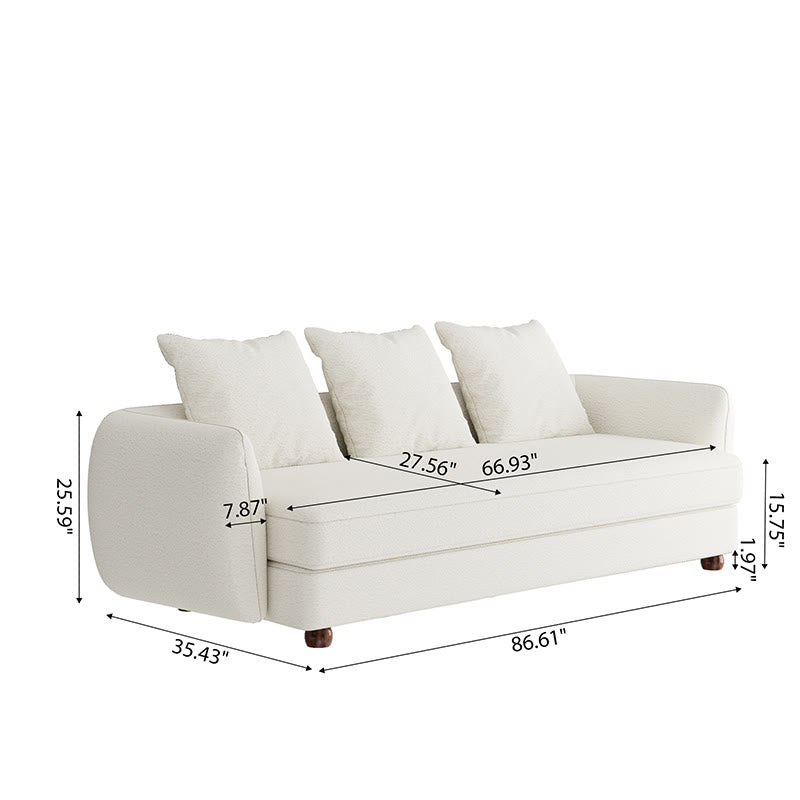 Beige Solid Wood Frame Sofa