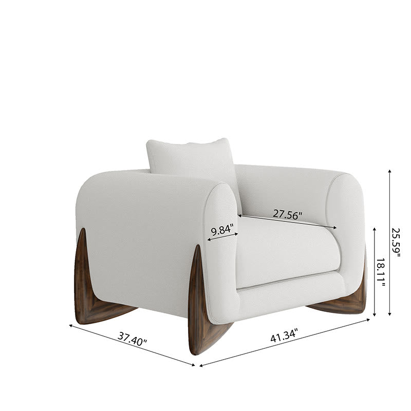 Rubber Wood Sofa Single White Sofa Chair