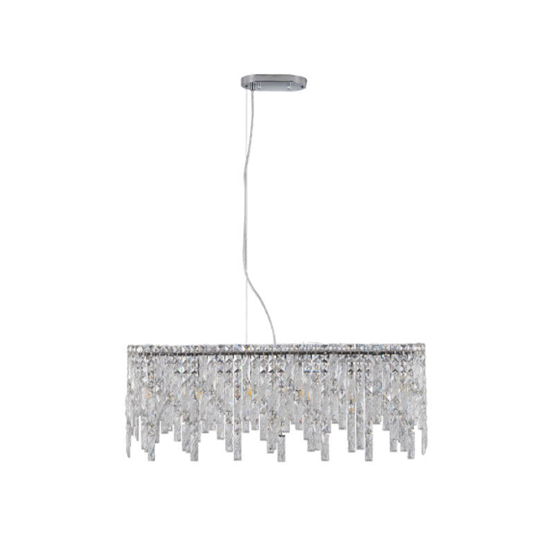 Silver Elegant Oval Crystal Chandelier