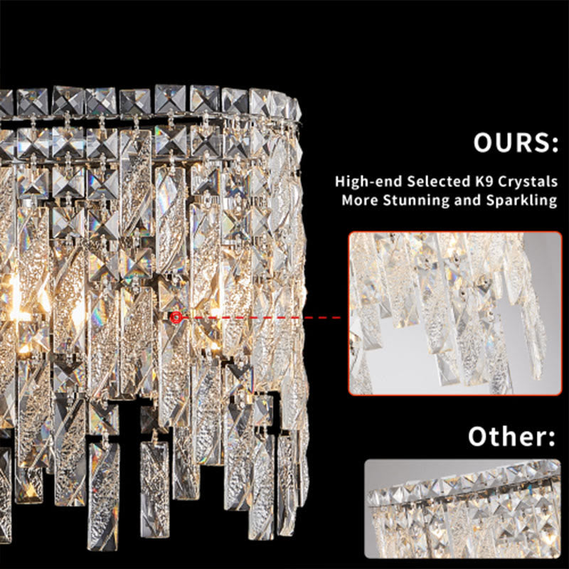 Silver Elegant Oval Crystal Chandelier - image 7